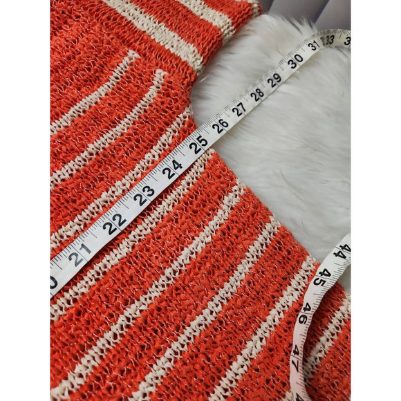 Jones New York Womens Pullover Sweater Orange Stripe 3/4 Sleeve Textured Plus 3X - Picture 3 of 6